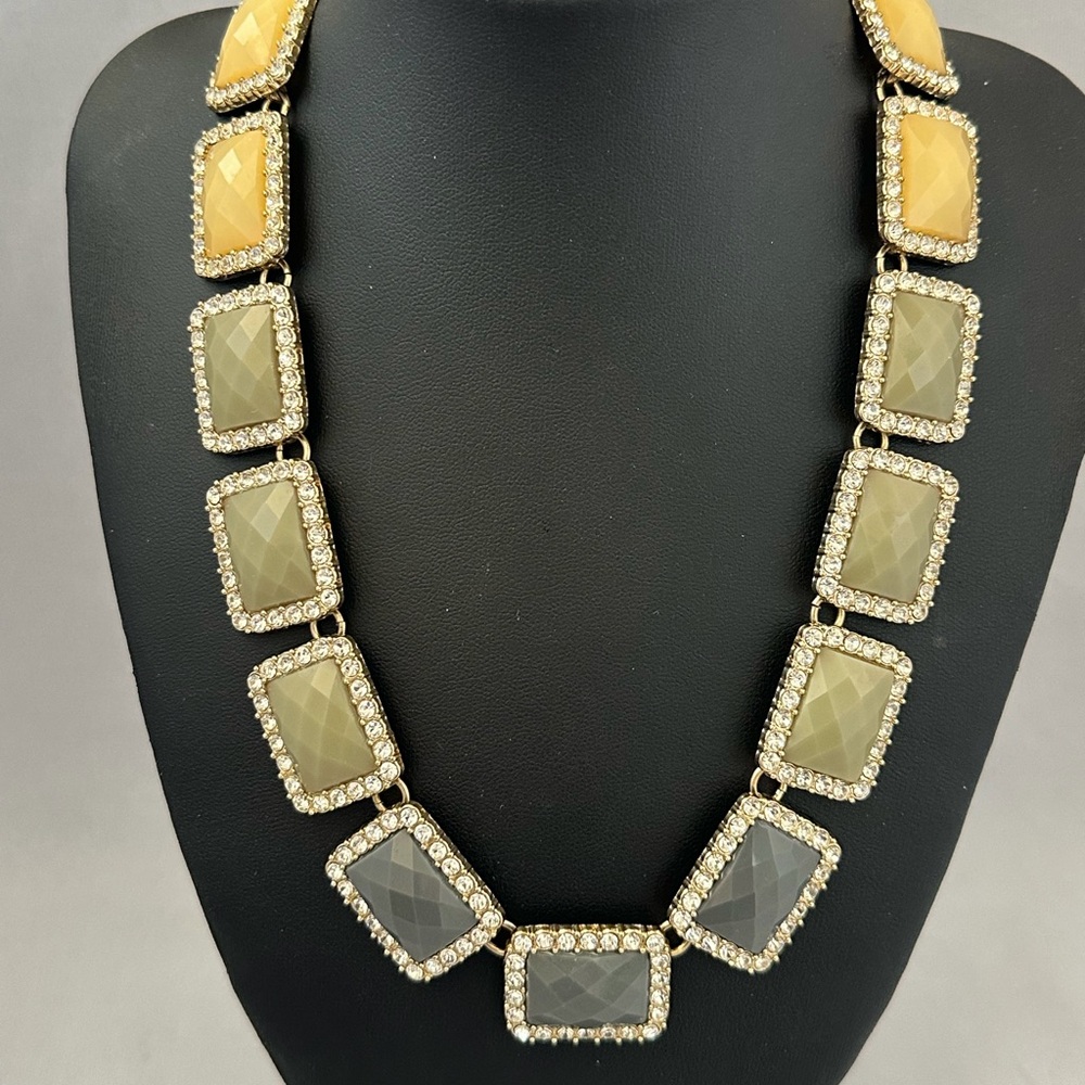 The Limited Gold, Green, and Gray Faceted Statement Necklace